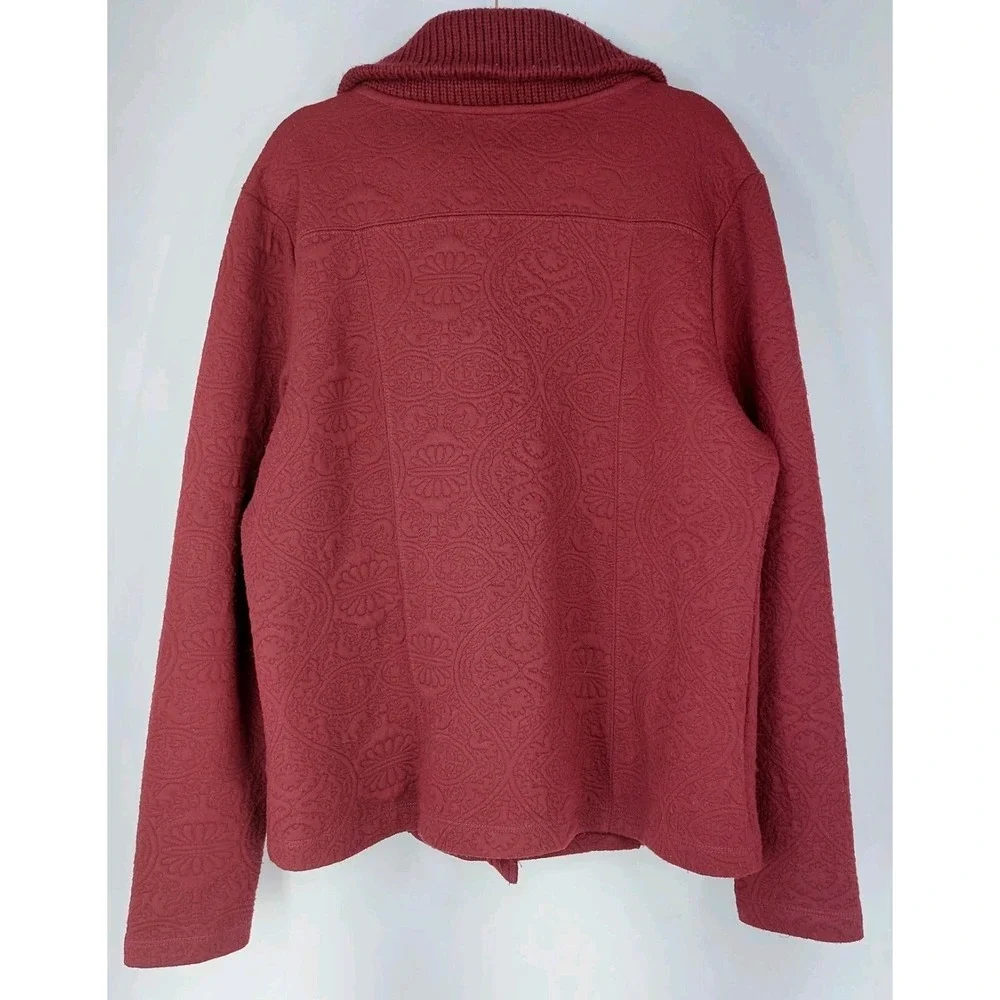 db Established 1962 Matelasse Jacket Womens XL Full Zip Sweater Collar Burgundy‎